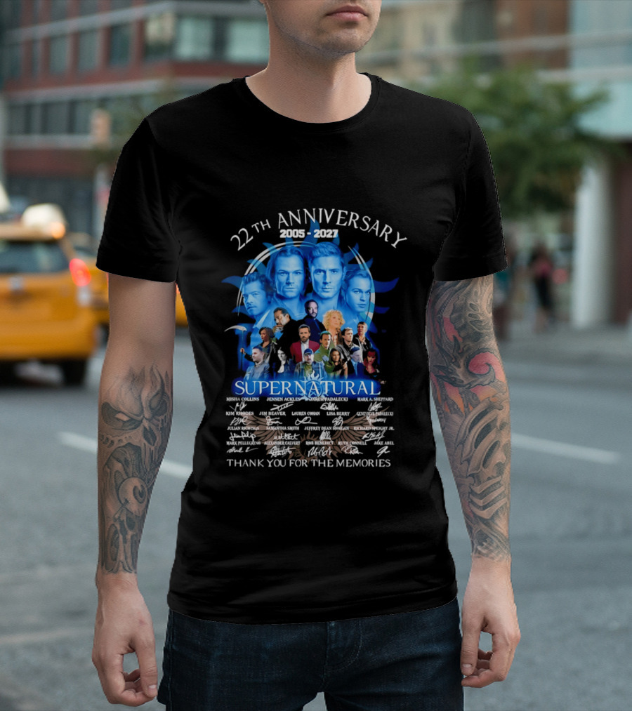 Supernatural 22th Anniversary 2005 2027 Thank You For The Memories Cast Montage Celebration T-Shirt