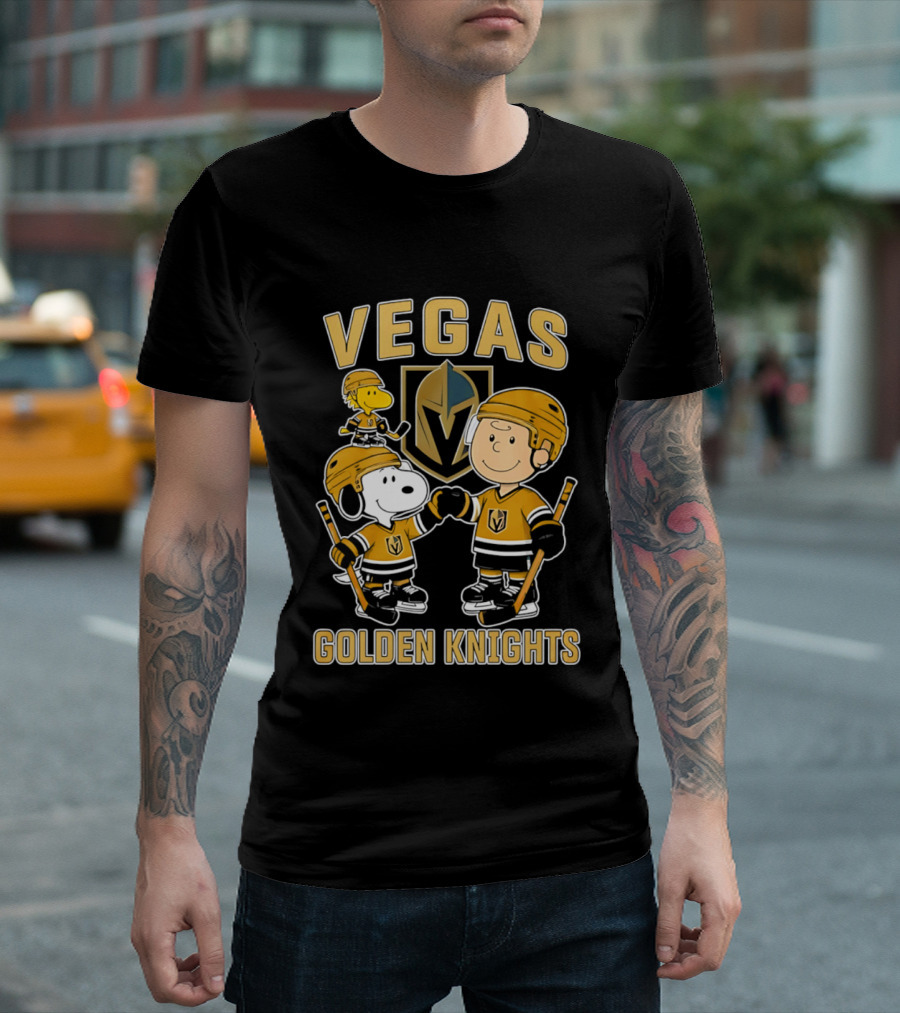 Vegas Golden Knights NHL Snoopy Charlie Brown Woodstock Hockey Team T-Shirt