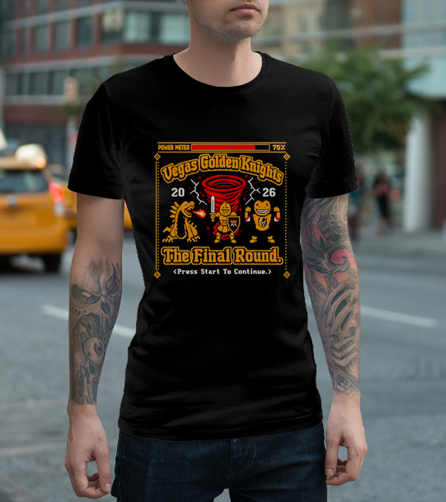 Vegas Golden Knights Power Meter 75% The Final Round 2026 Press Start To Continue T-Shirt