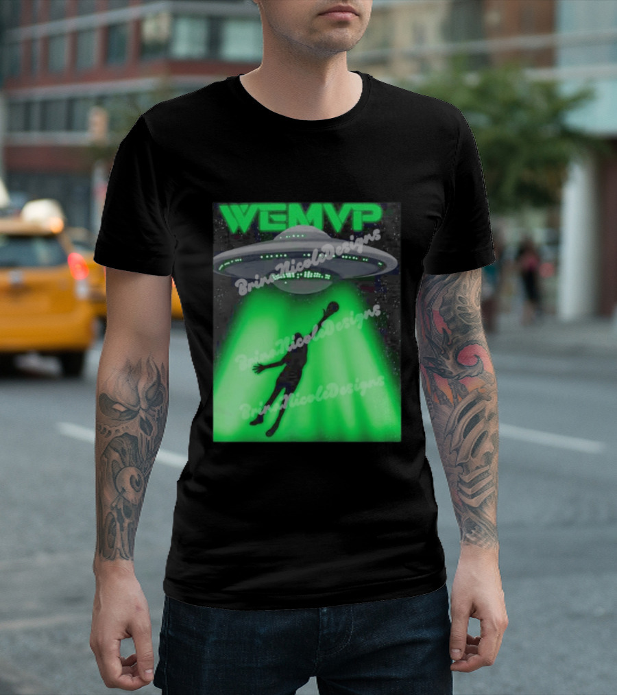 WEMVP Victor Wembanyama UFO Alien Abduction Basketball Player T-Shirt