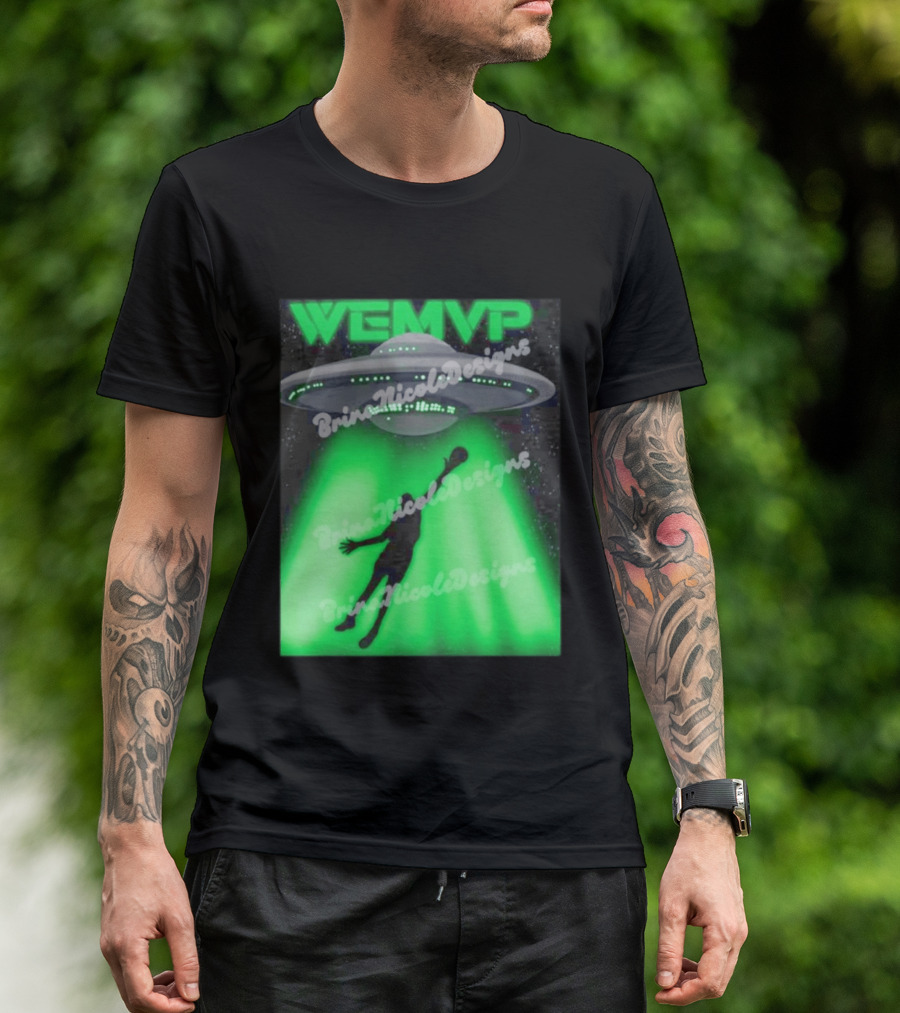WEMVP Victor Wembanyama UFO Alien Abduction Basketball Player T-Shirt
