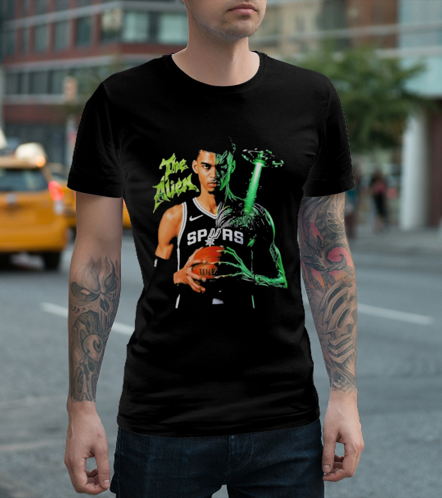 Wembanyama Spurs The Alien UFO NBA Player T-Shirt