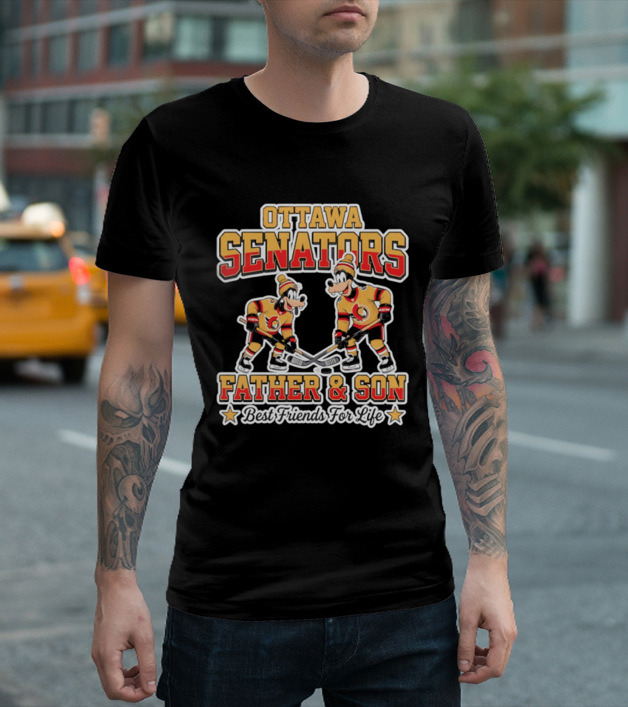 Ottawa Senators Goofy Father And Son Best Friends For Life Hockey T-Shirt