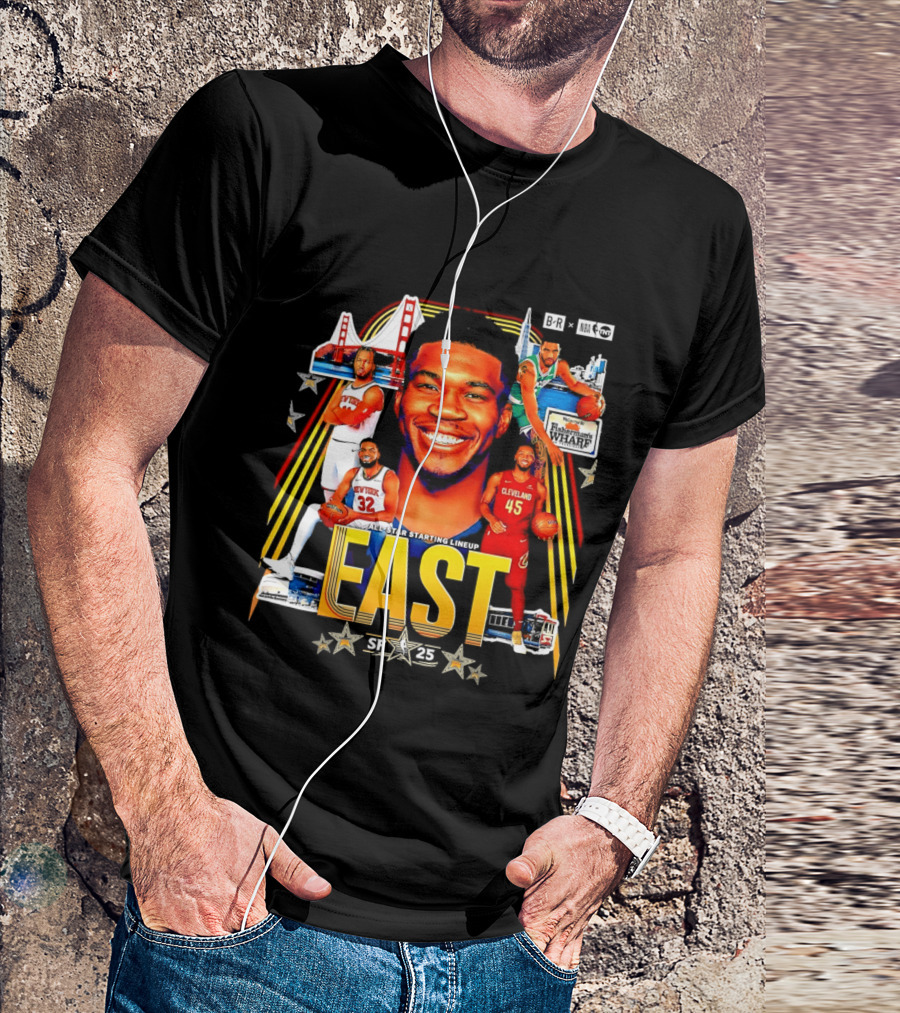 All Star Basketball Starting Lineup East 2026 Golden State Bay Bridge SF 45 Cleveland New York T-Shirt