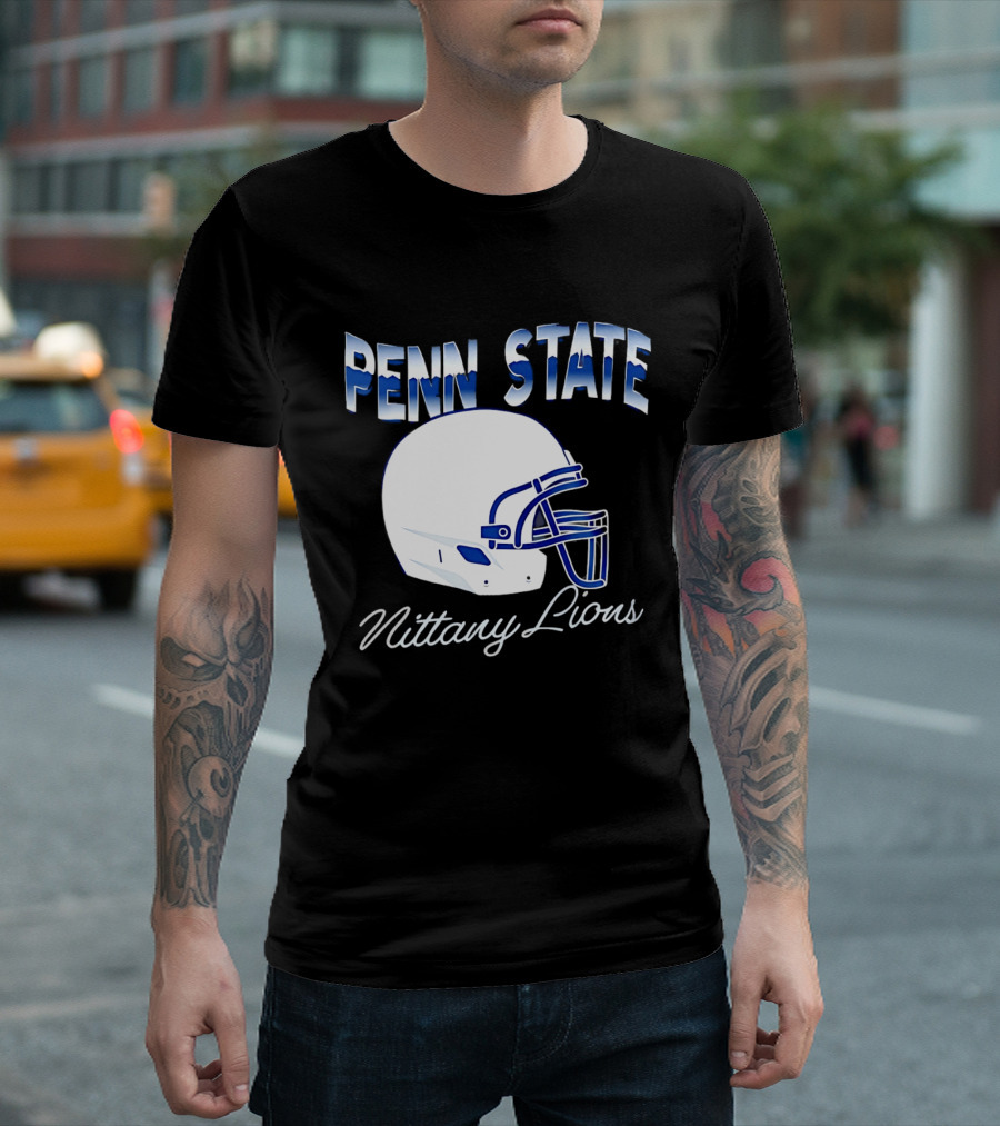Penn State Nittany Lions Air Brush Helmet Dyme Lyfe Mens T-Shirt