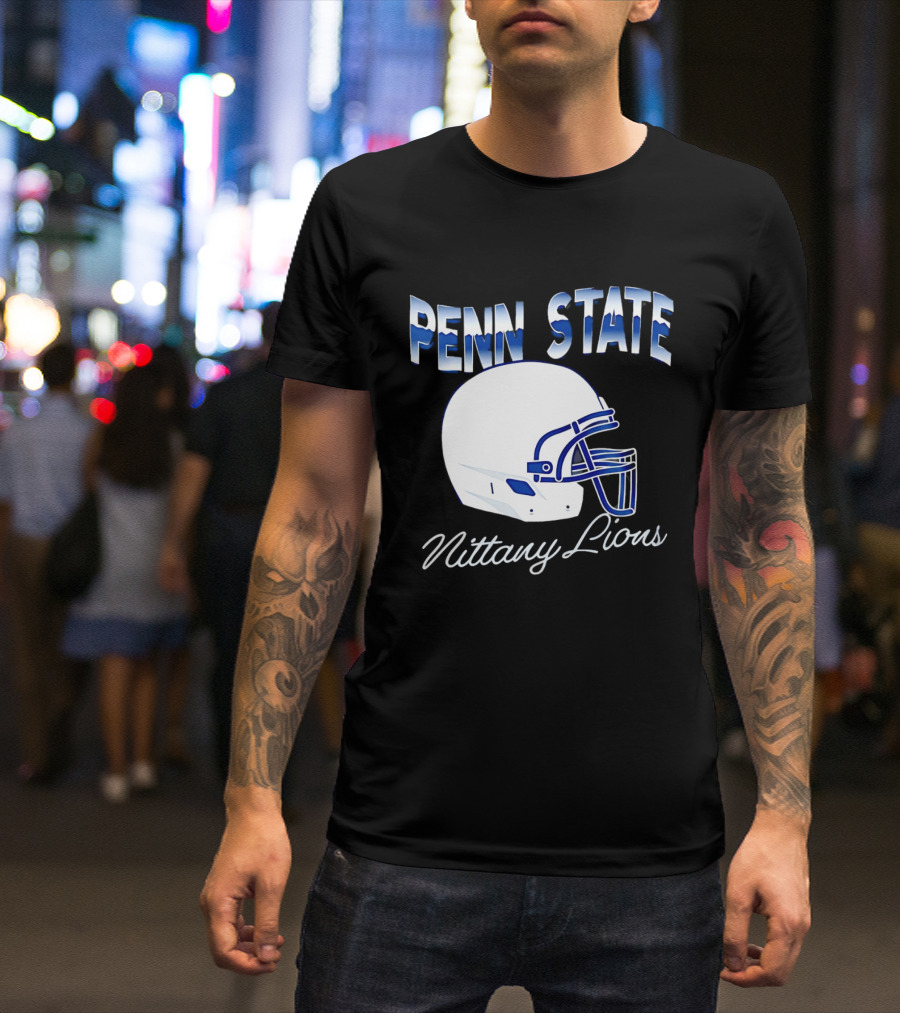 Penn State Nittany Lions Air Brush Helmet Dyme Lyfe Mens T-Shirt