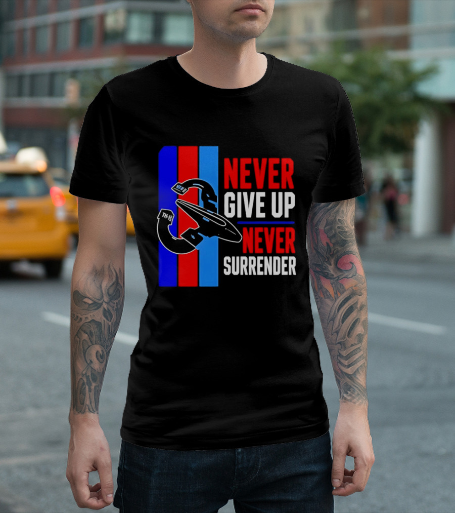 Galaxy Quest Never Give Up Never Surrender NSEA Protector Starship T-Shirt