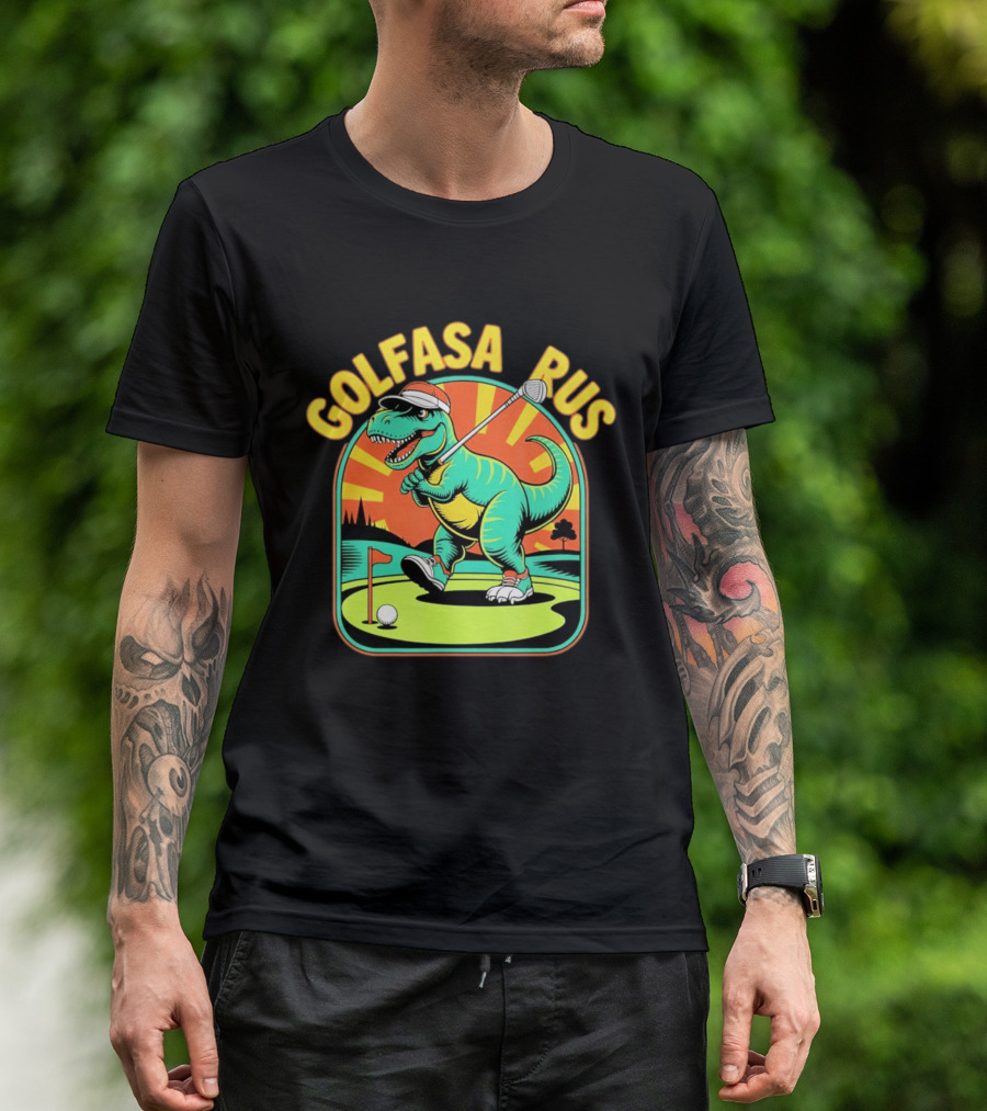 Golfasaurus Rex Dinosaur Golfer On The Course T-Shirt