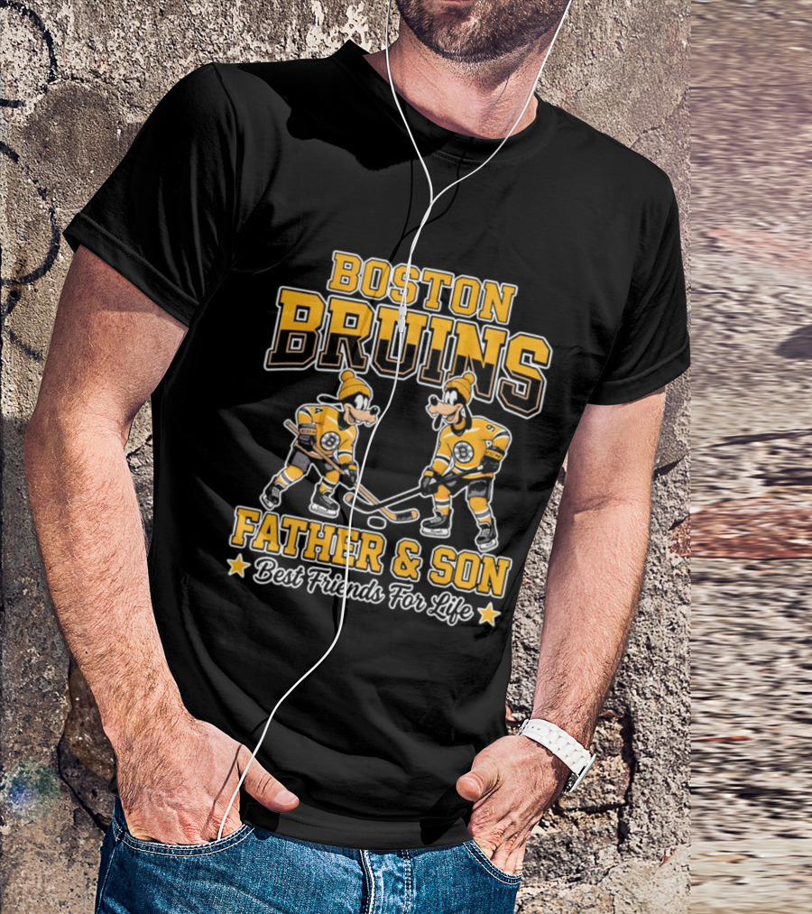 Boston Bruins Father Son Best Friends For Life Disney Goofy T-Shirt