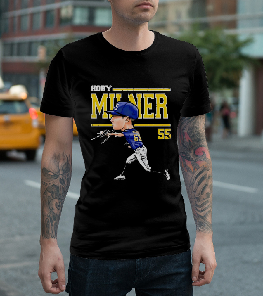 Hoby Milner Milwaukee 55 Cartoon Pitcher T-Shirt