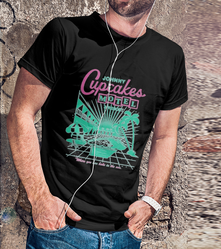 Johnny Cupcakes Motel Retro Resort Poolside Vibes Bake In The Sun Experience T-Shirt