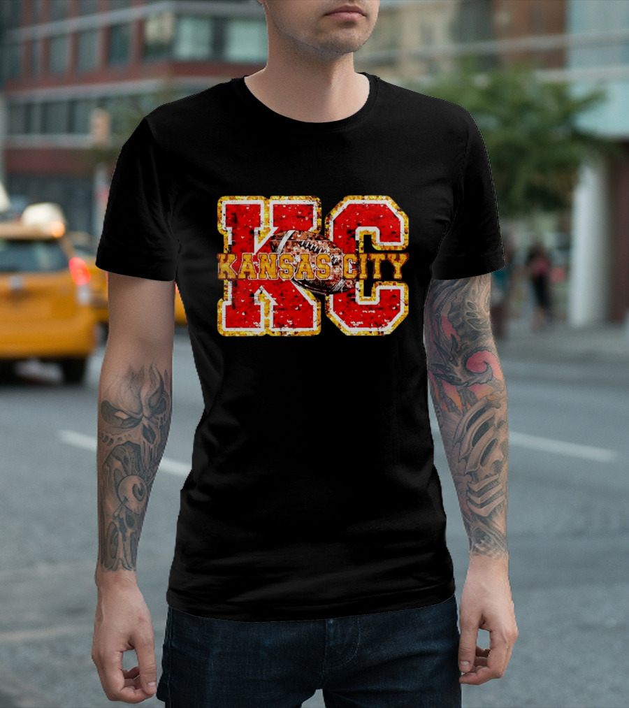 Kansas City Chiefs Football KC Faux Sequin T-Shirt