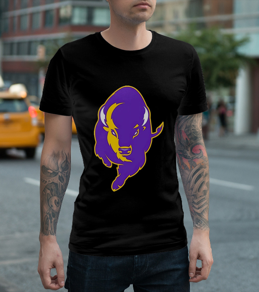 Lipscomb Bisons Purple And Yellow Charging Bison T-Shirt