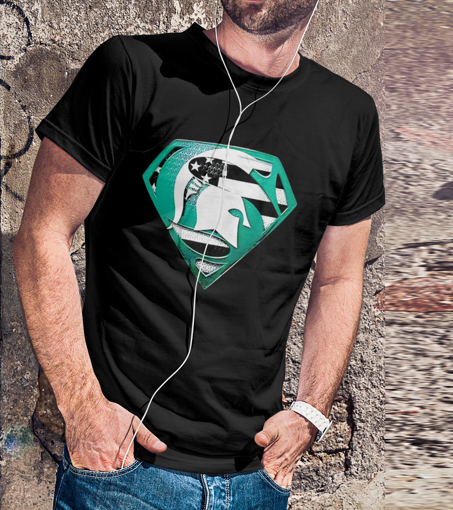 Michigan State Spartans Superman American Flag T-Shirt