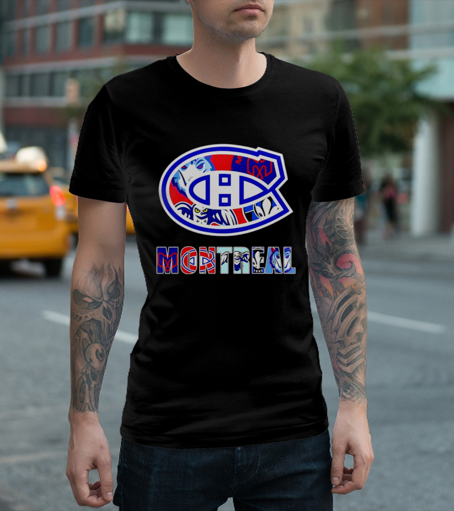 Montreal Canadiens And Sports Teams Emblem Montage T-Shirt