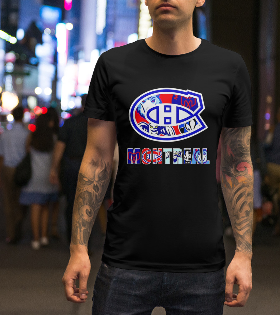 Montreal Canadiens And Sports Teams Emblem Montage T-Shirt