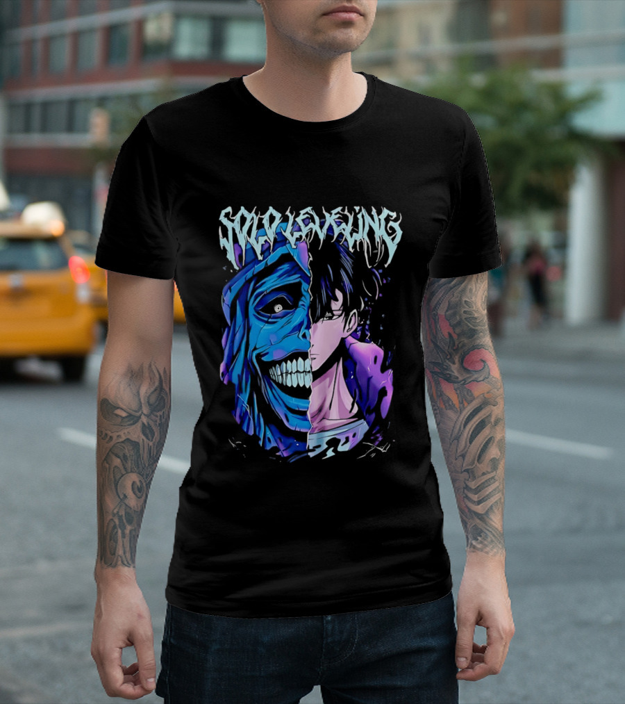Solo Leveling Split Face Cotton Anime T-Shirt