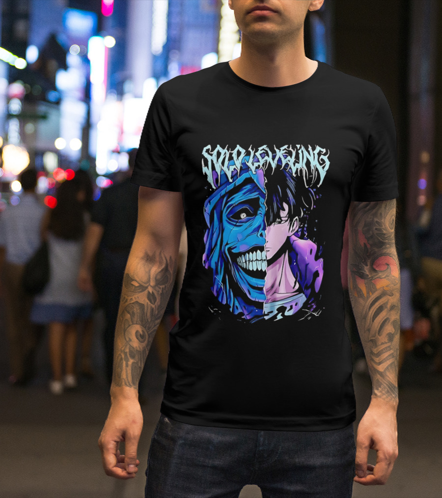 Solo Leveling Split Face Cotton Anime T-Shirt