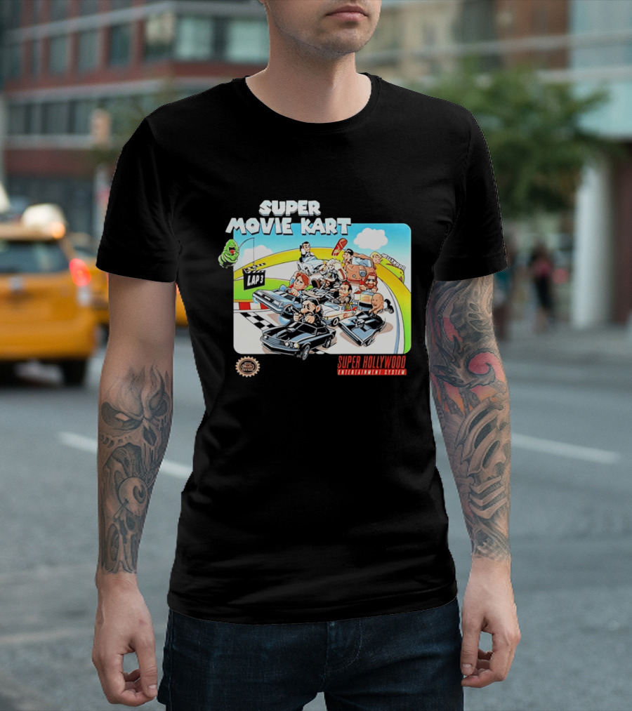 Super Movie Kart Super Hollywood Entertainment System John Wick Back To The Future Ghostbusters Mad Max Rocky T-Shirt