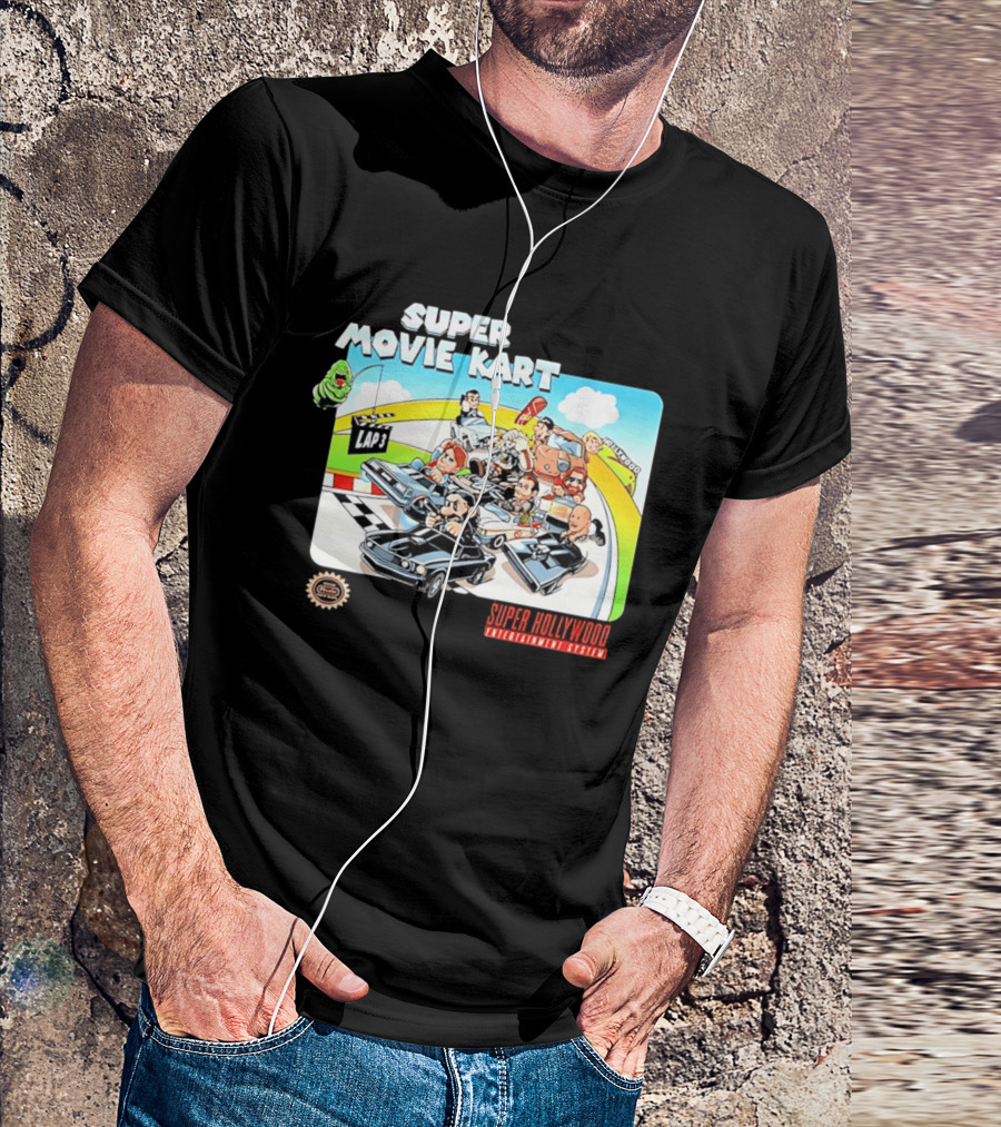 Super Movie Kart Super Hollywood Entertainment System John Wick Back To The Future Ghostbusters Mad Max Rocky T-Shirt