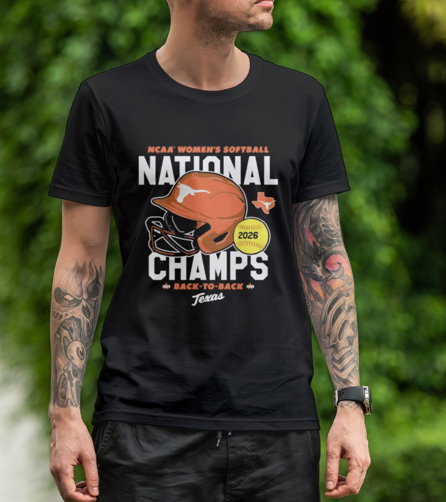 Texas Longhorns 2026 NCAA Women's Softball National Champs Back To Back Team T-Shirt