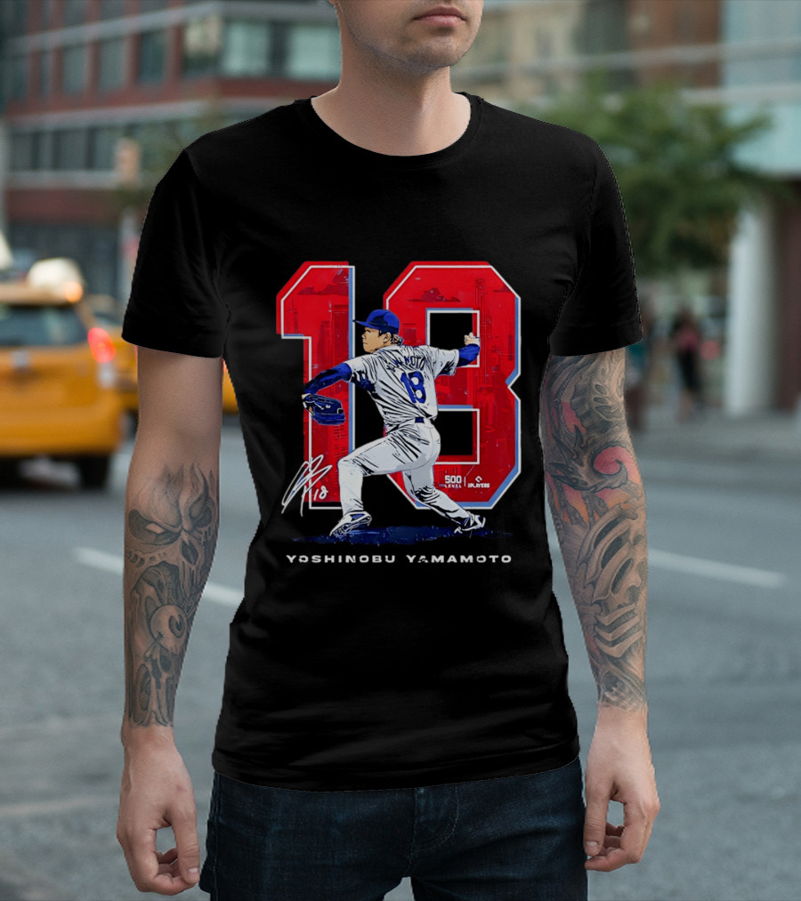 Yoshinobu Yamamoto 18 Los Angeles Dodgers Signature Japanese Pitcher T-Shirt