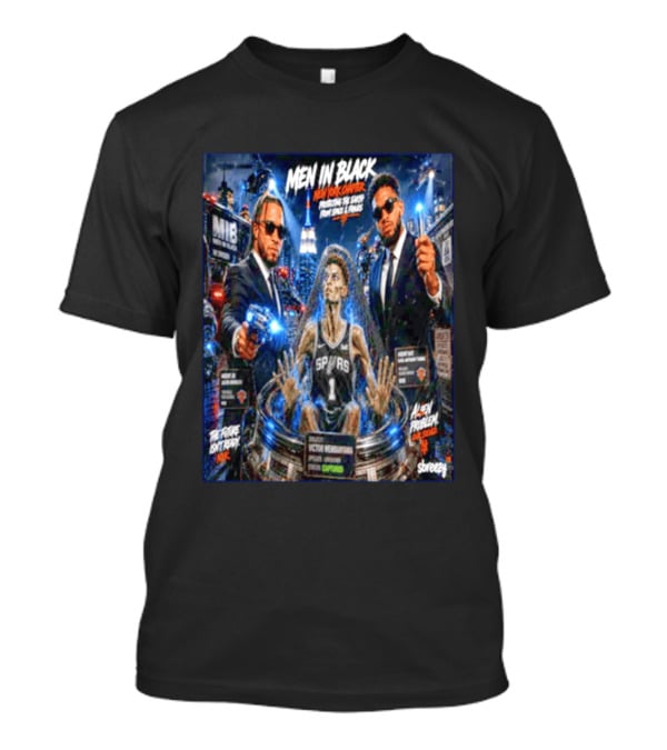 Victor Wembanyama Men In Black New York Crossover Knicks Vs Spurs NBA Showdown T-Shirt