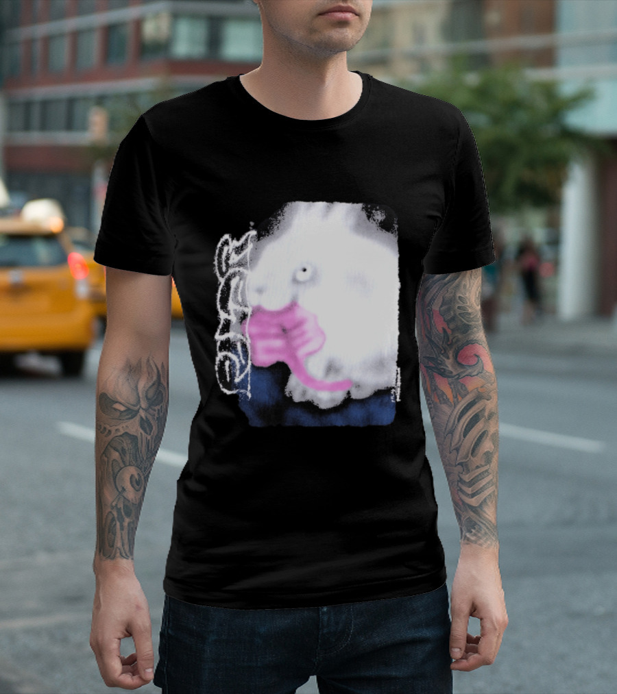 Flatspot Polar Rabbit With Pink Ribbon T-Shirt