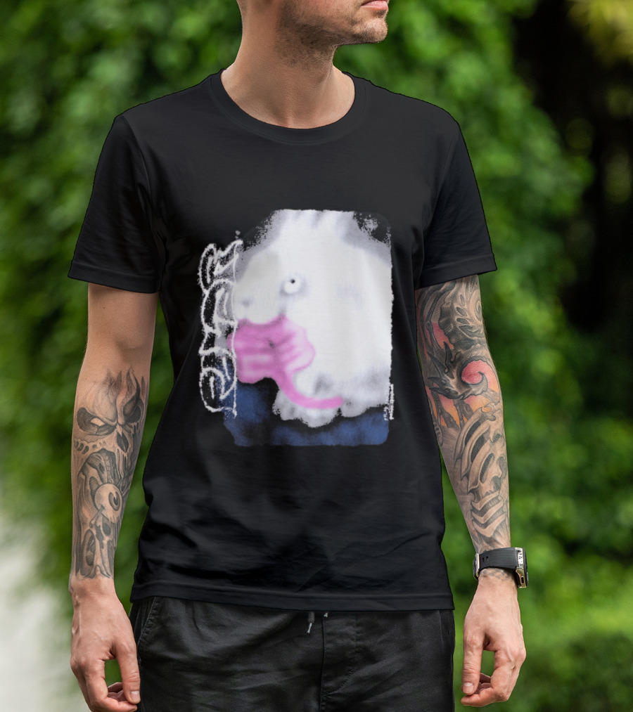 Flatspot Polar Rabbit With Pink Ribbon T-Shirt