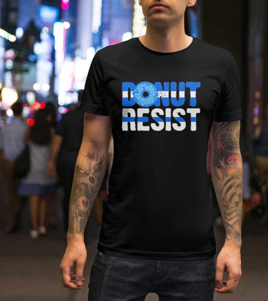 Donut Resist Police Officer Thin Blue Line Cop Policeman T-Shirt