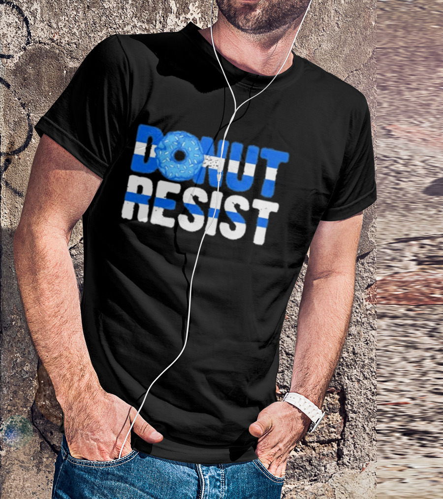 Donut Resist Police Officer Thin Blue Line Cop Policeman T-Shirt
