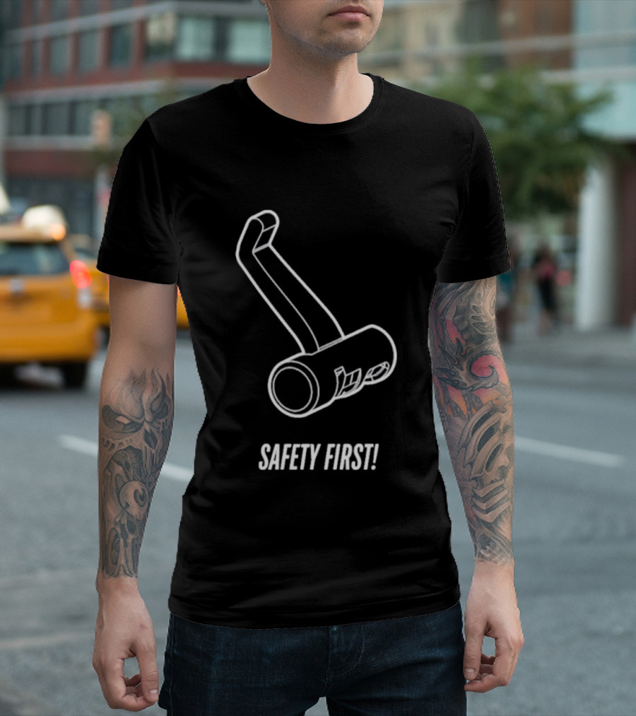 Safety First Bike Lock Sketch T-Shirt