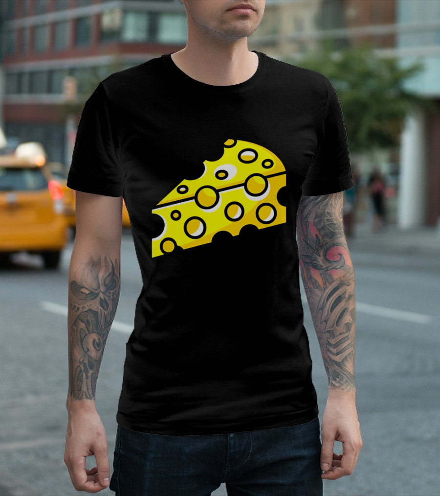 Swiss Cheese Hole Yellow Food Slice Dairy Snack Culinary T-Shirt