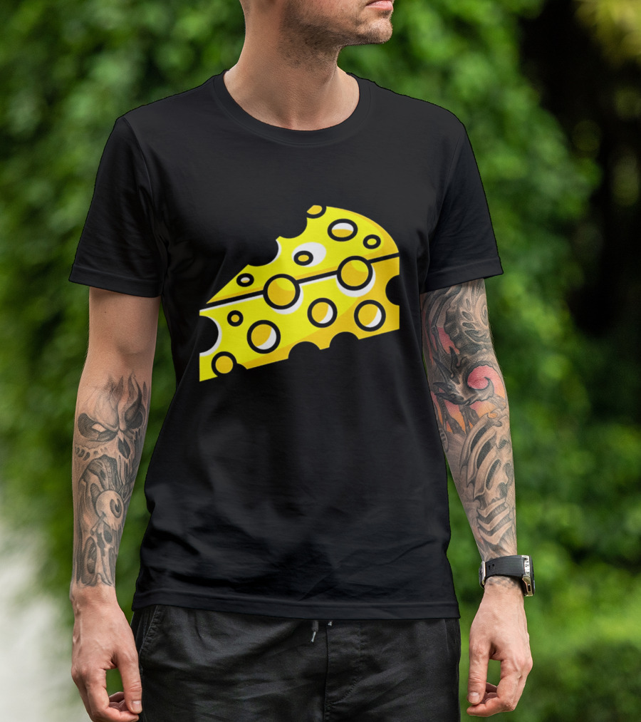 Swiss Cheese Hole Yellow Food Slice Dairy Snack Culinary T-Shirt