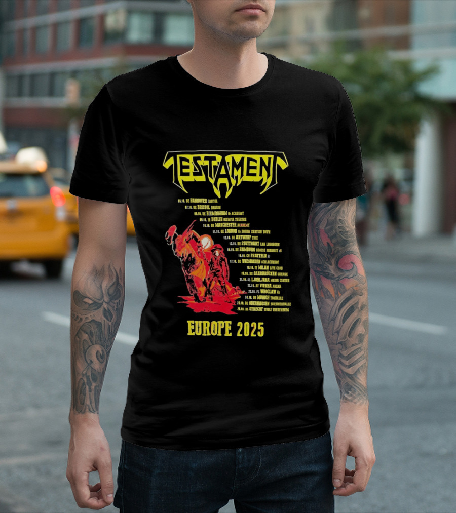 Testament Europe 2025 Tour Western Outlaw Dates T-Shirt