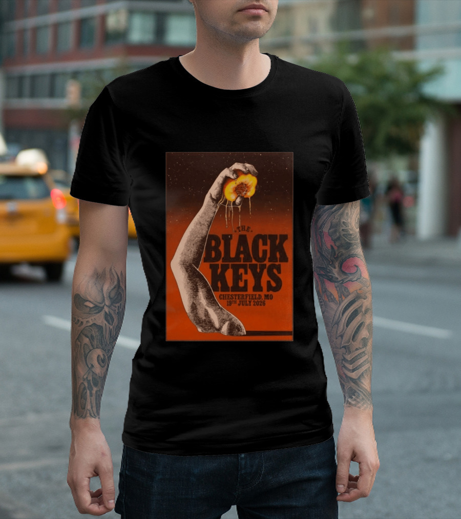 The Black Keys Chesterfield MO 19th July 2026 Hand Peach T-Shirt