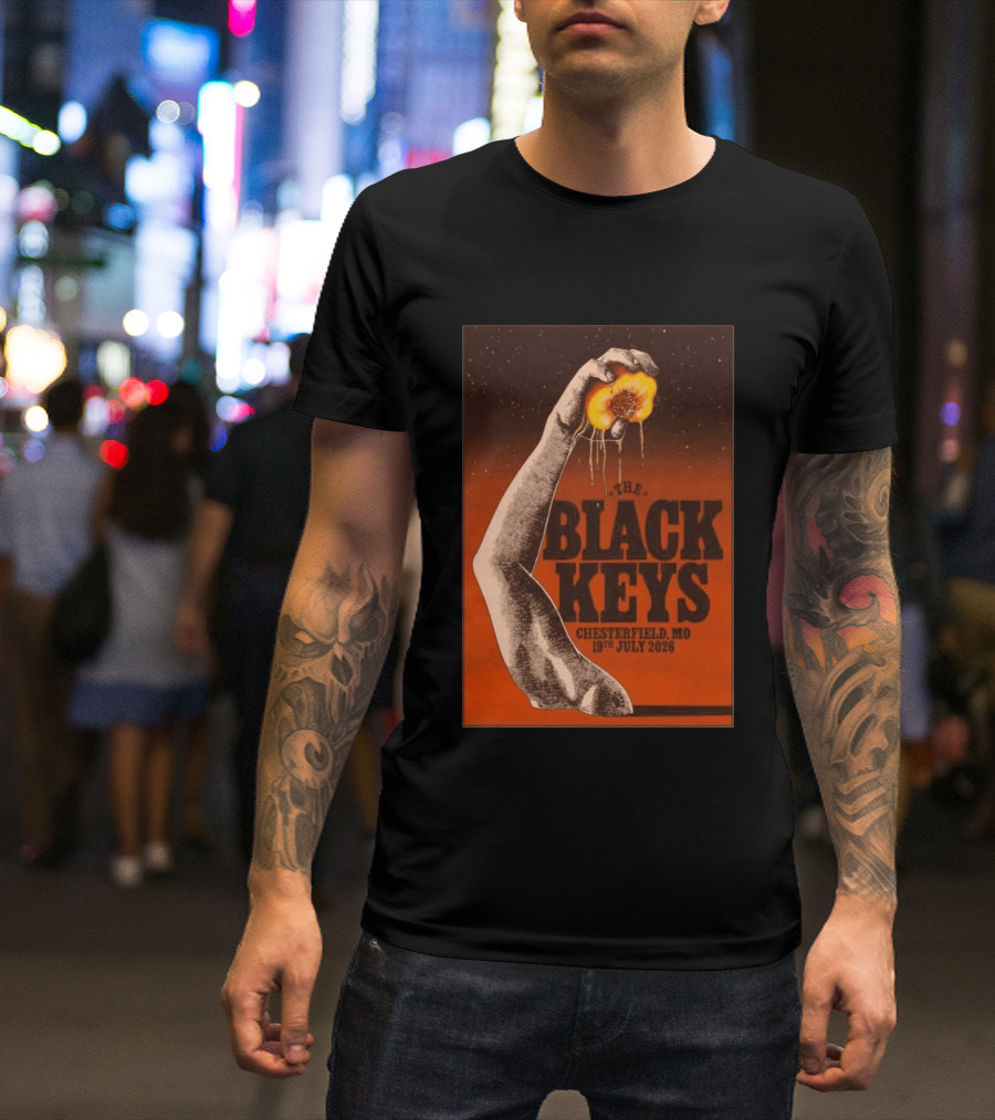 The Black Keys Chesterfield MO 19th July 2026 Hand Peach T-Shirt