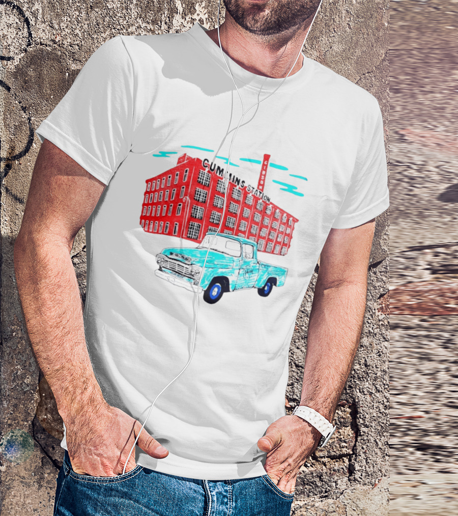Gilson Cummins Station Vintage Truck And Building Scene T-Shirt