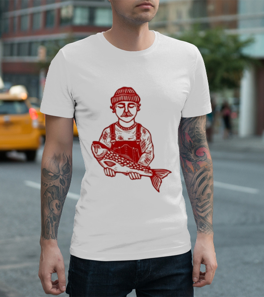 Goth Babe Fisherman Holding Fish T-Shirt