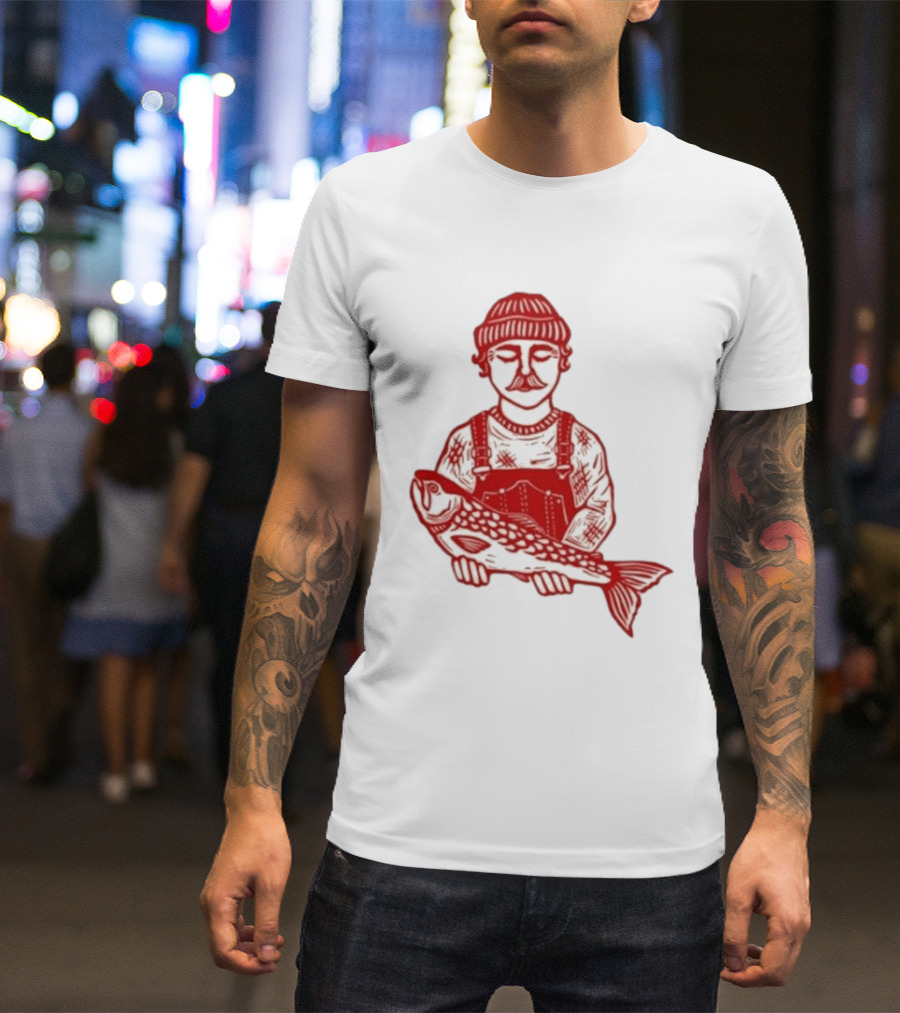 Goth Babe Fisherman Holding Fish T-Shirt