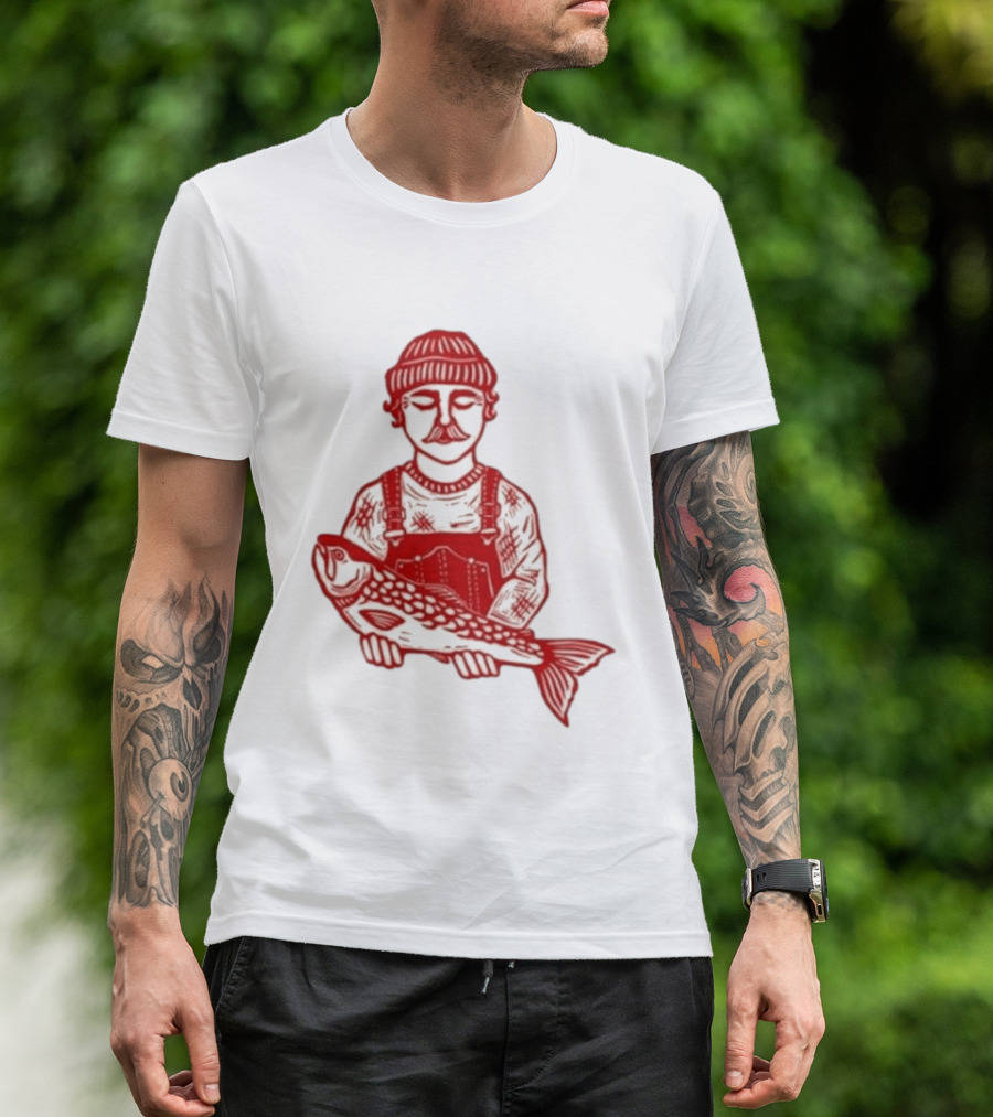Goth Babe Fisherman Holding Fish T-Shirt
