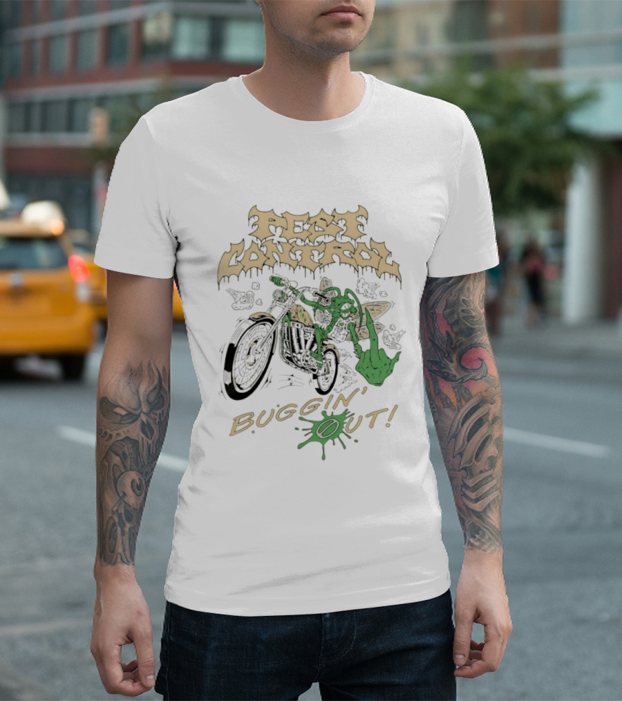Pest Control Buggin' Out Insect Motorcycle Rider T-Shirt