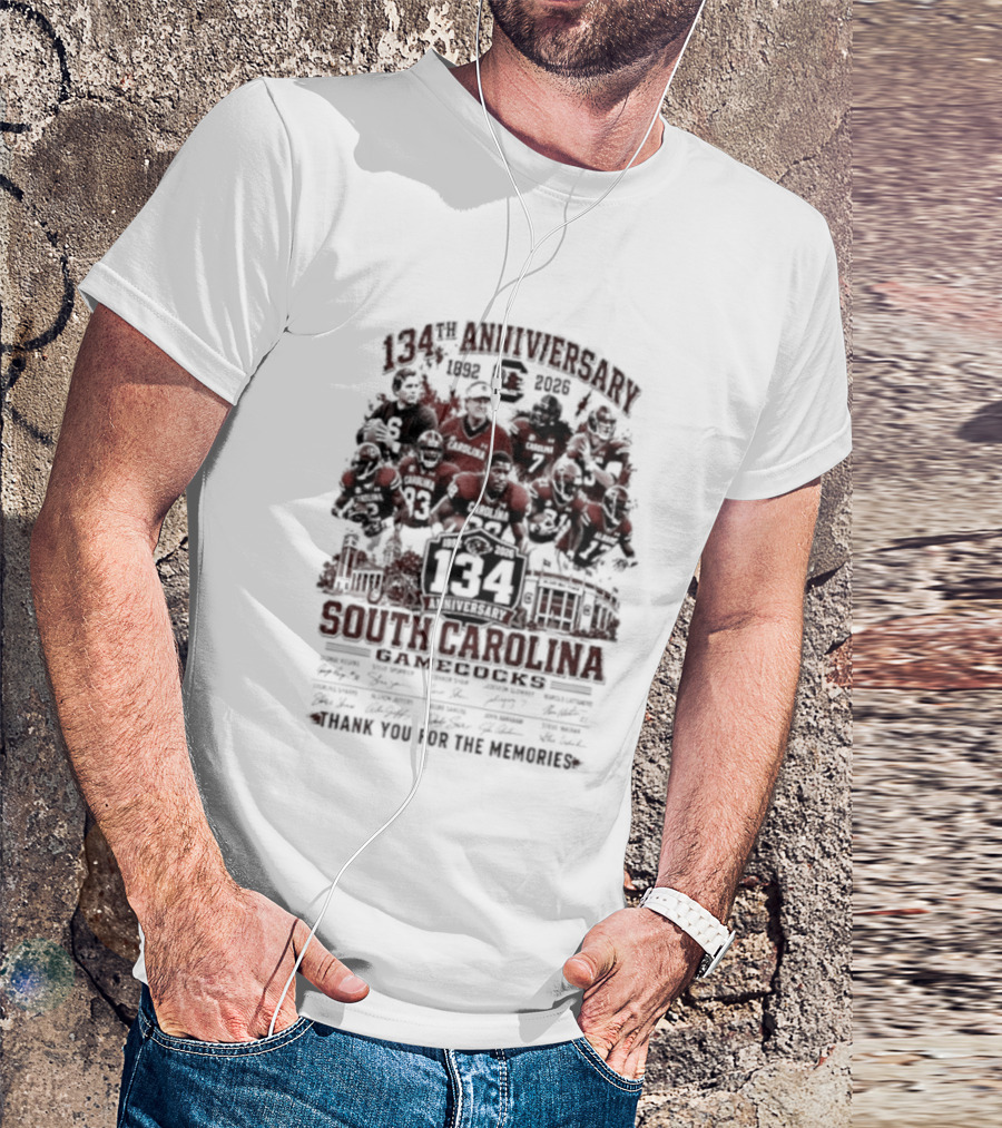 1892 2026 South Carolina Gamecocks 134th Anniversary Thank You For The Memories Signatures T-Shirt