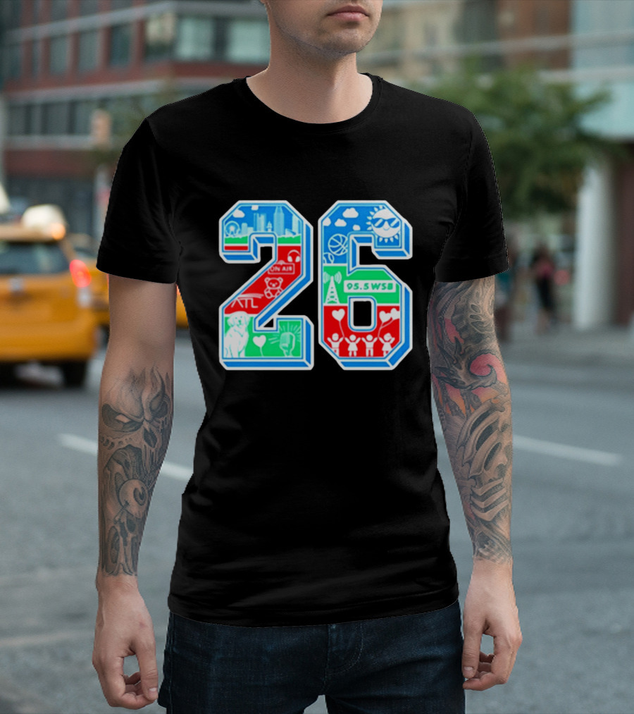 26th Annual WSB Care A Thon 95.5 WSB ATL Skyline Basketball Teddy Bear Radio Sun T-Shirt