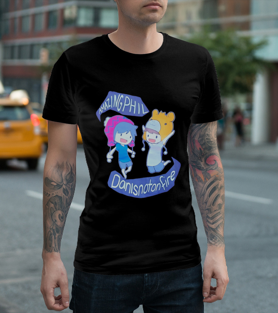 AmazingPhil Danisnotonfire Cartoon Characters In Cute Animal Hats T-Shirt