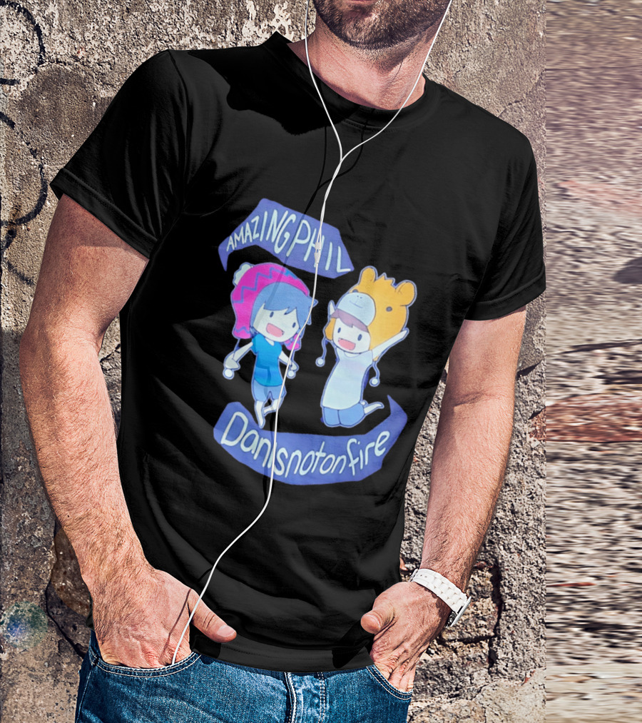 AmazingPhil Danisnotonfire Cartoon Characters In Cute Animal Hats T-Shirt