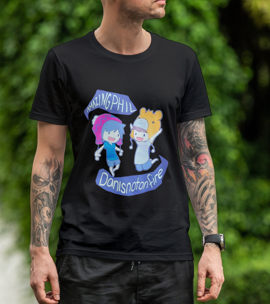 AmazingPhil Danisnotonfire Cartoon Characters In Cute Animal Hats T-Shirt