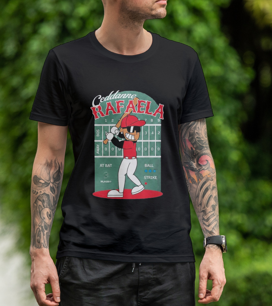 Ceddanne Rafaela Baseball Cartoon Scoreboard T-Shirt