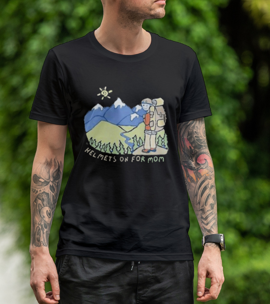 Helmets On For Mom Mountains And Hiking Scene T-Shirt