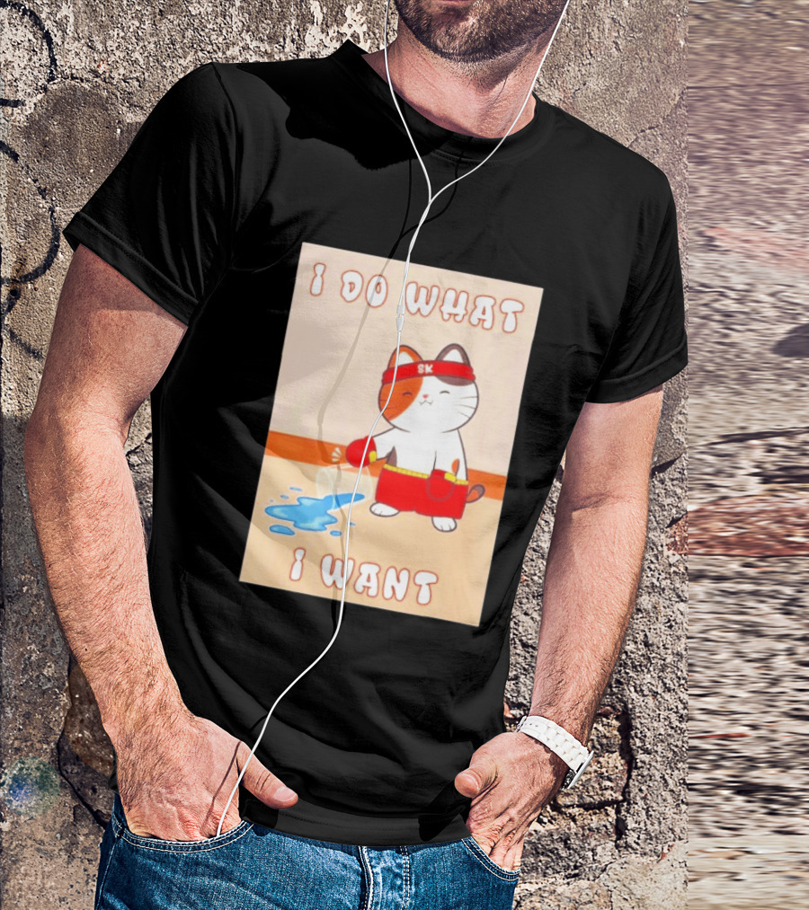 I Do What I Want Boxing Cat Spilled Water Red Gloves T-Shirt